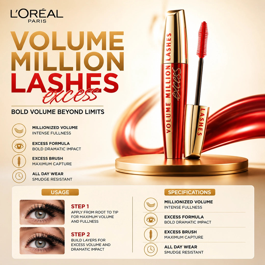 LOREAL MASCARA VOLUME MILLION LASHES EXCESS BLACK (1140)