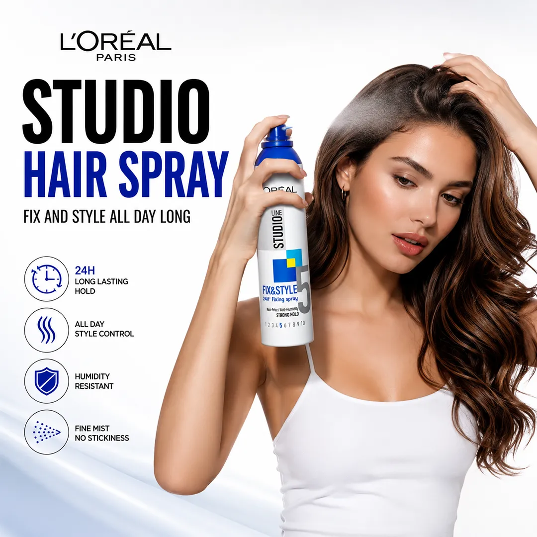 LOREAL STUDIO HAIR SPRAY 250ML FIX AND STYLE