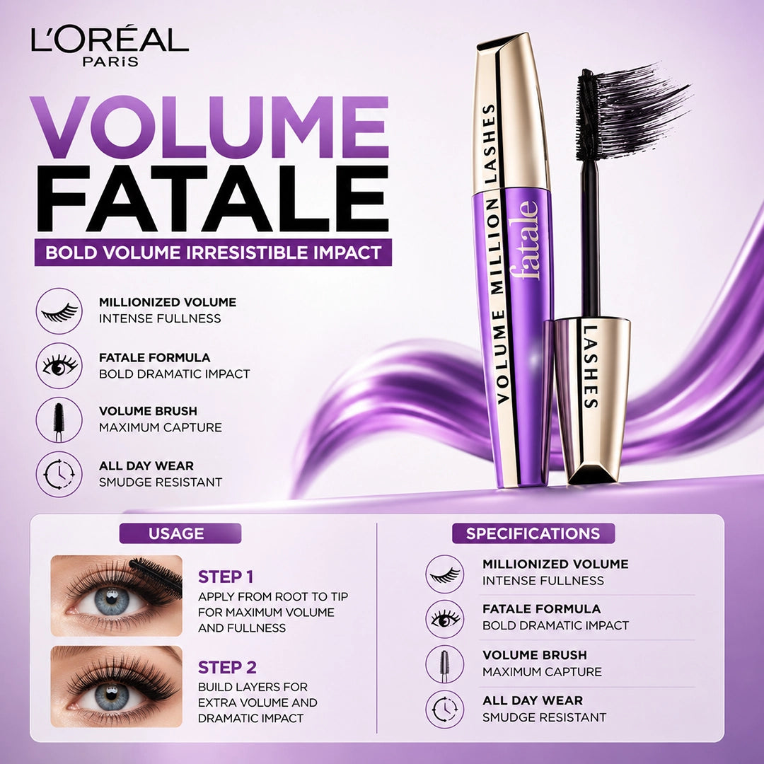 LOREAL MASCARA VOLUME FATALE MASCARA  BLACK (1509)