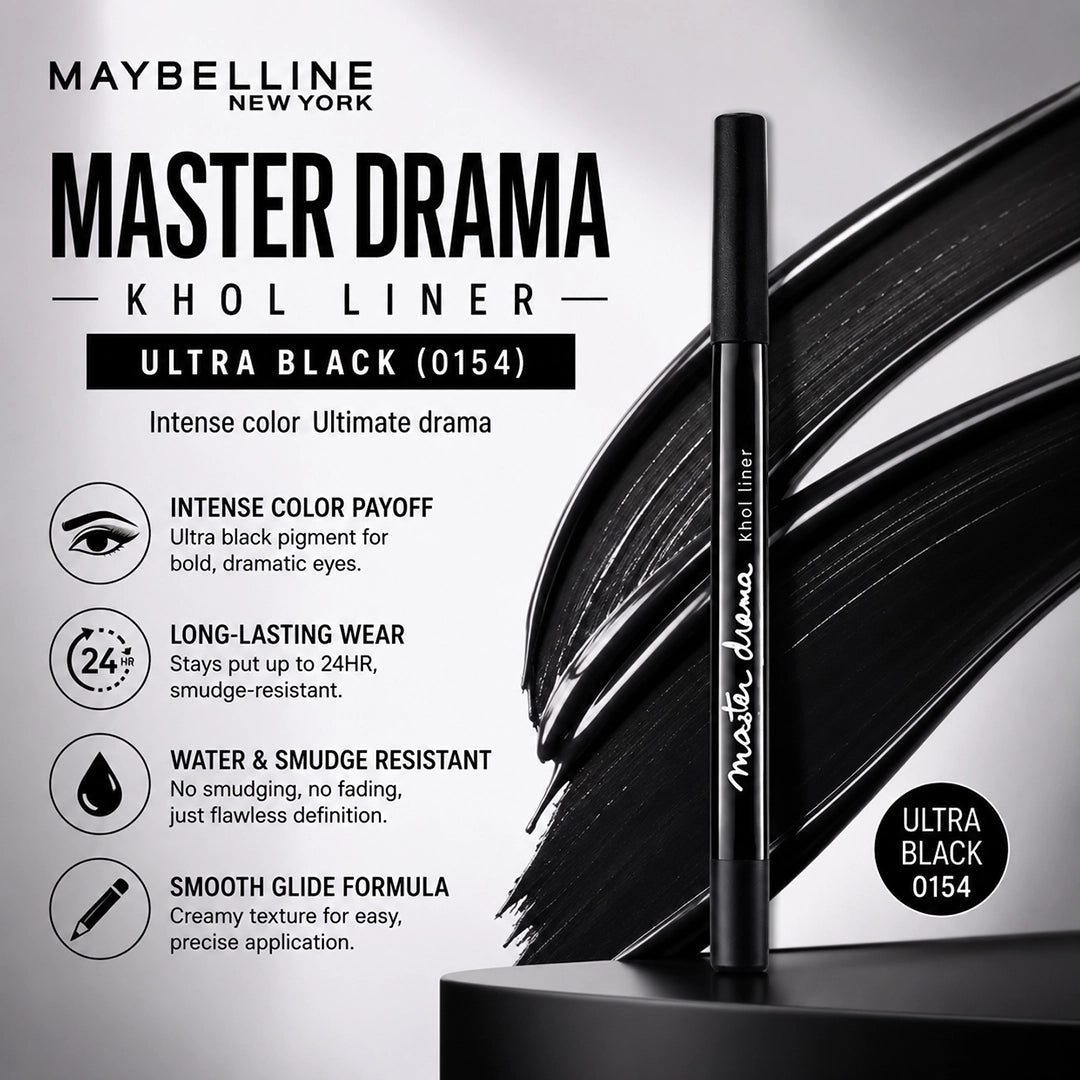 MAYBELLINE MASTER DRAMA KHOL LINER ULTRA BLACK (0154)