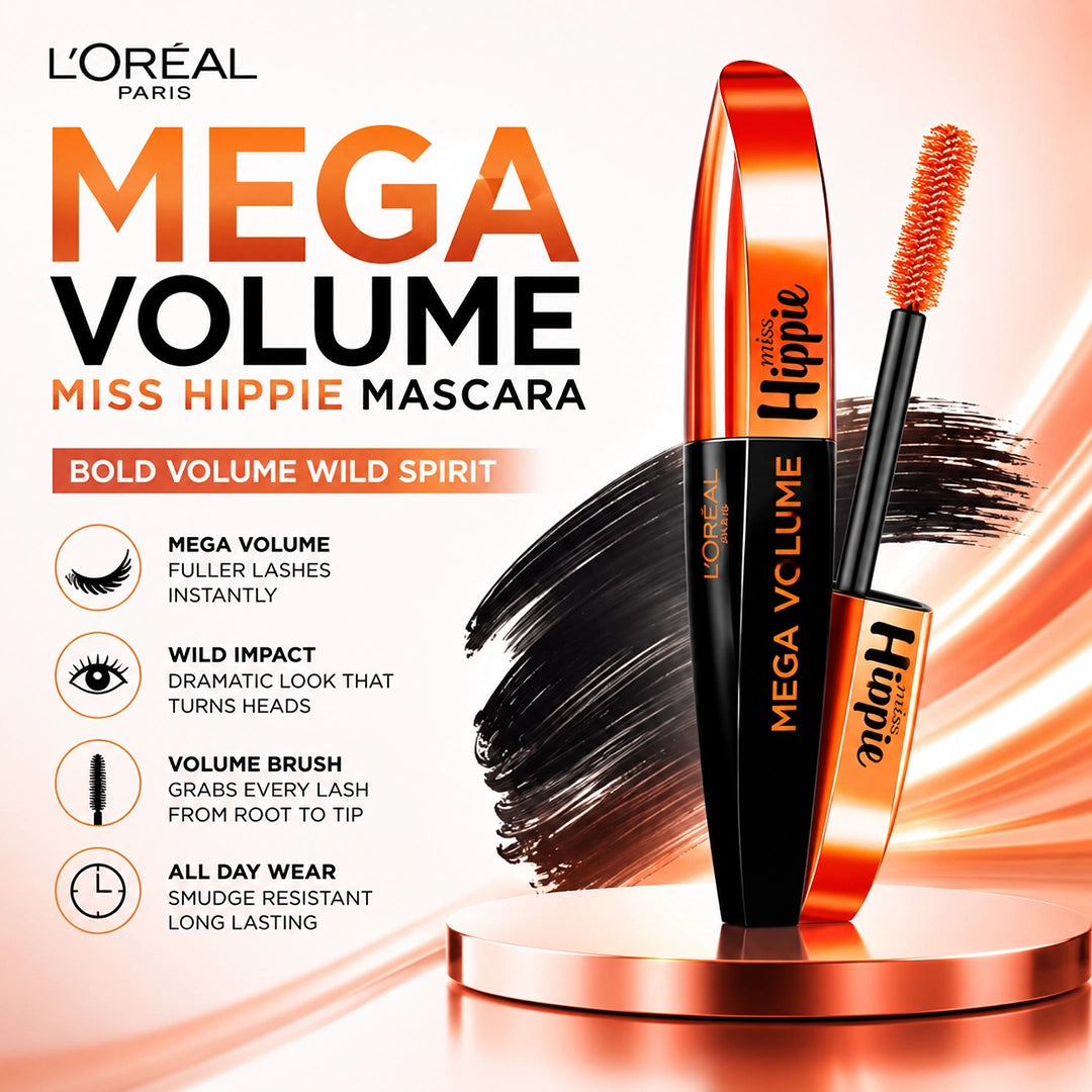LOREAL MASCARA MEGA VOLUME MISS HIPIE BLACK (1451)