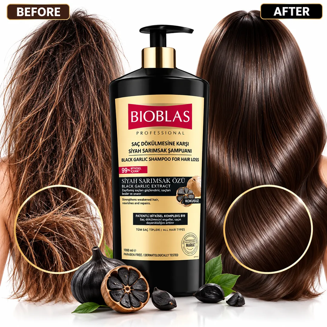 BIOBLAS SHAMPOO 1000ML ANTI HAIR LOSS BLACK GARLIC