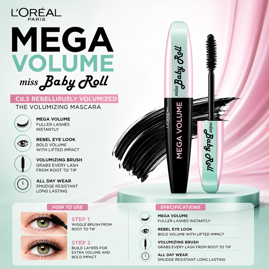 LOREAL MASCARA MEGA VOLUME MISS BABY ROLL (1491)