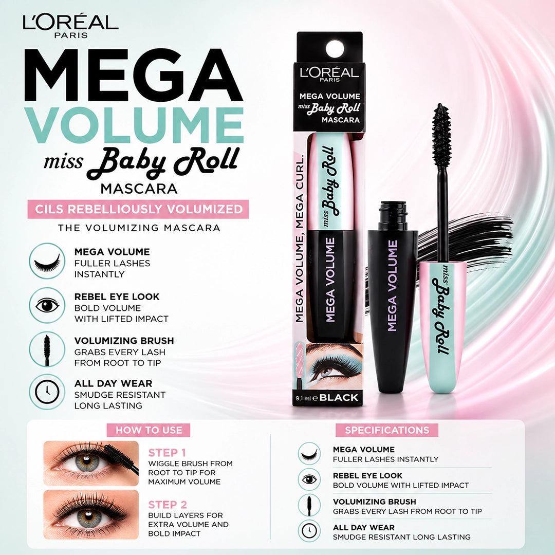 LOREAL MASCARA MEGA VOLUME MISS BABY ROLL (1491)