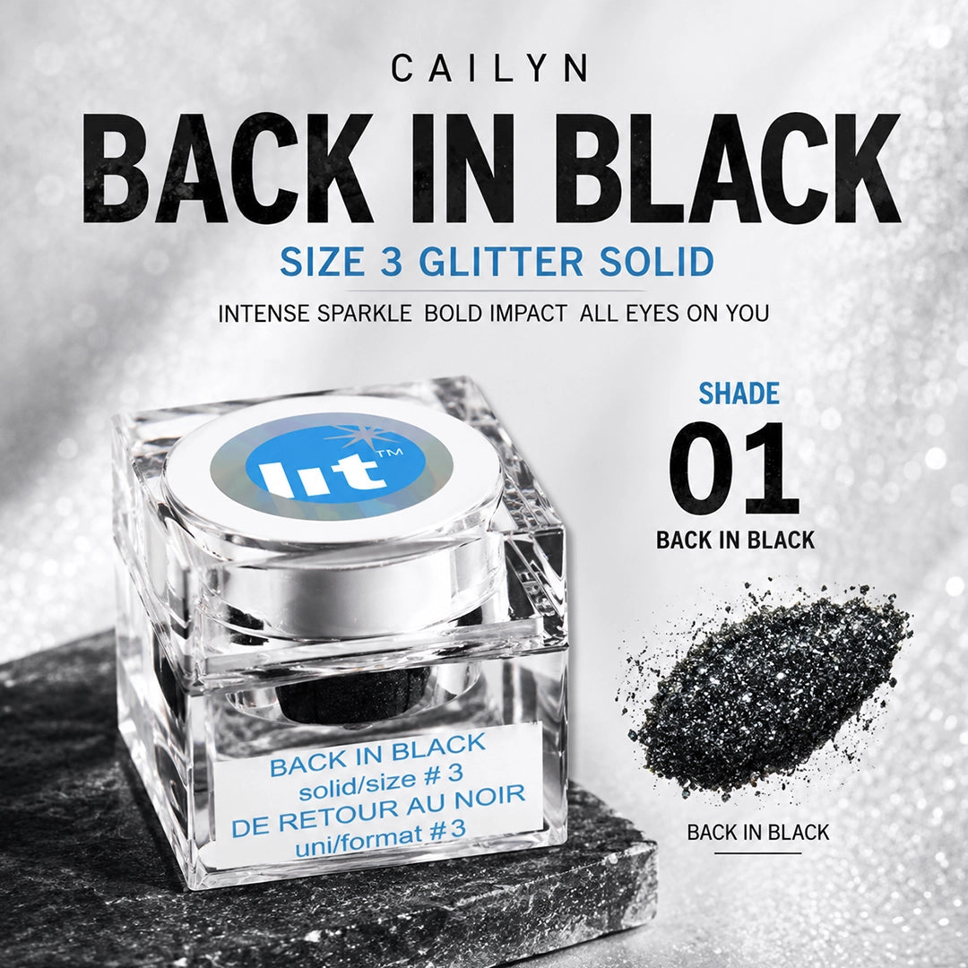 CAILYN BACK IN BLACK SIZE 3 GLITTER SOLID