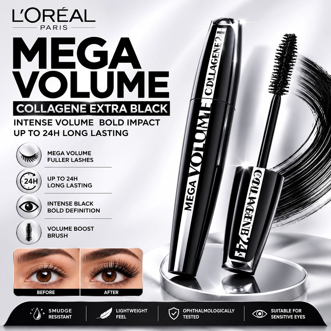 LOREAL MASCARA MEGA VOLUME COLLAGENE EXTRA BLACK (0956)