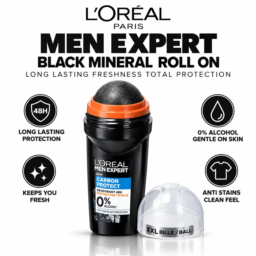 LOREAL MEN EXPERT ROLL ON 50ML BLACK MINERAL