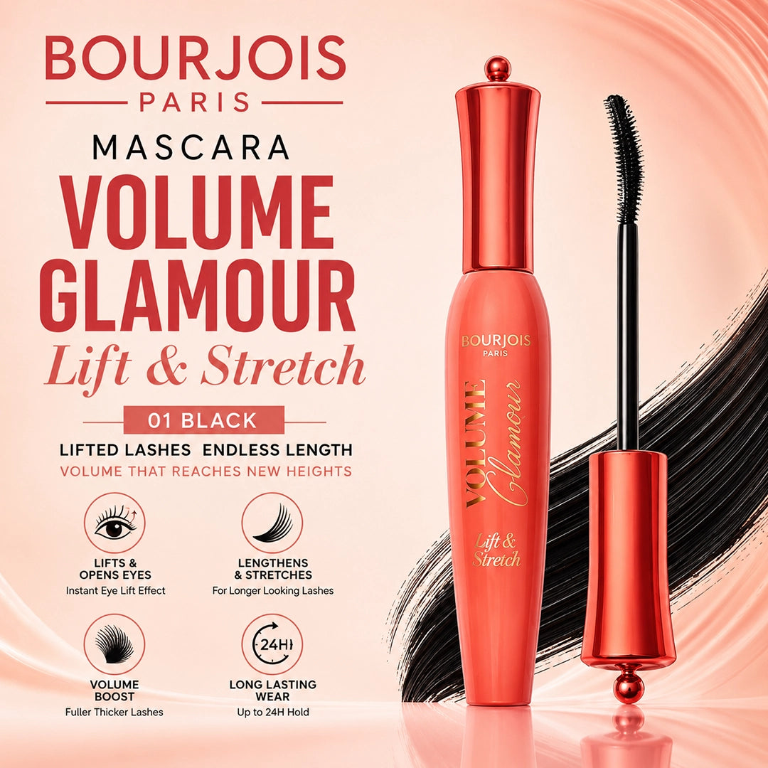 BOURJOIS MASCARA VOLUME GLAMOUR LIFT & STRETCH 01 BLACK