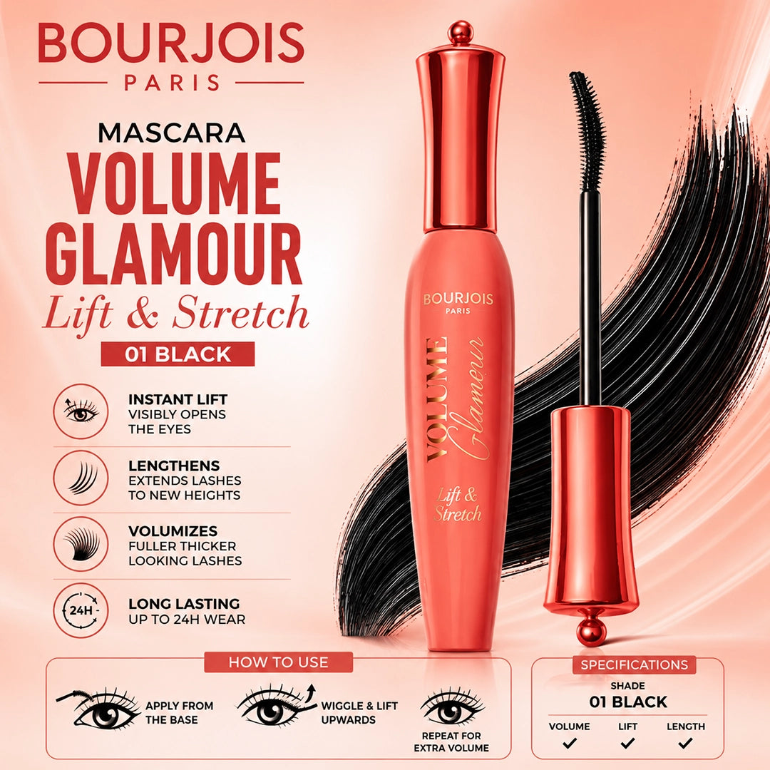BOURJOIS MASCARA VOLUME GLAMOUR LIFT & STRETCH 01 BLACK