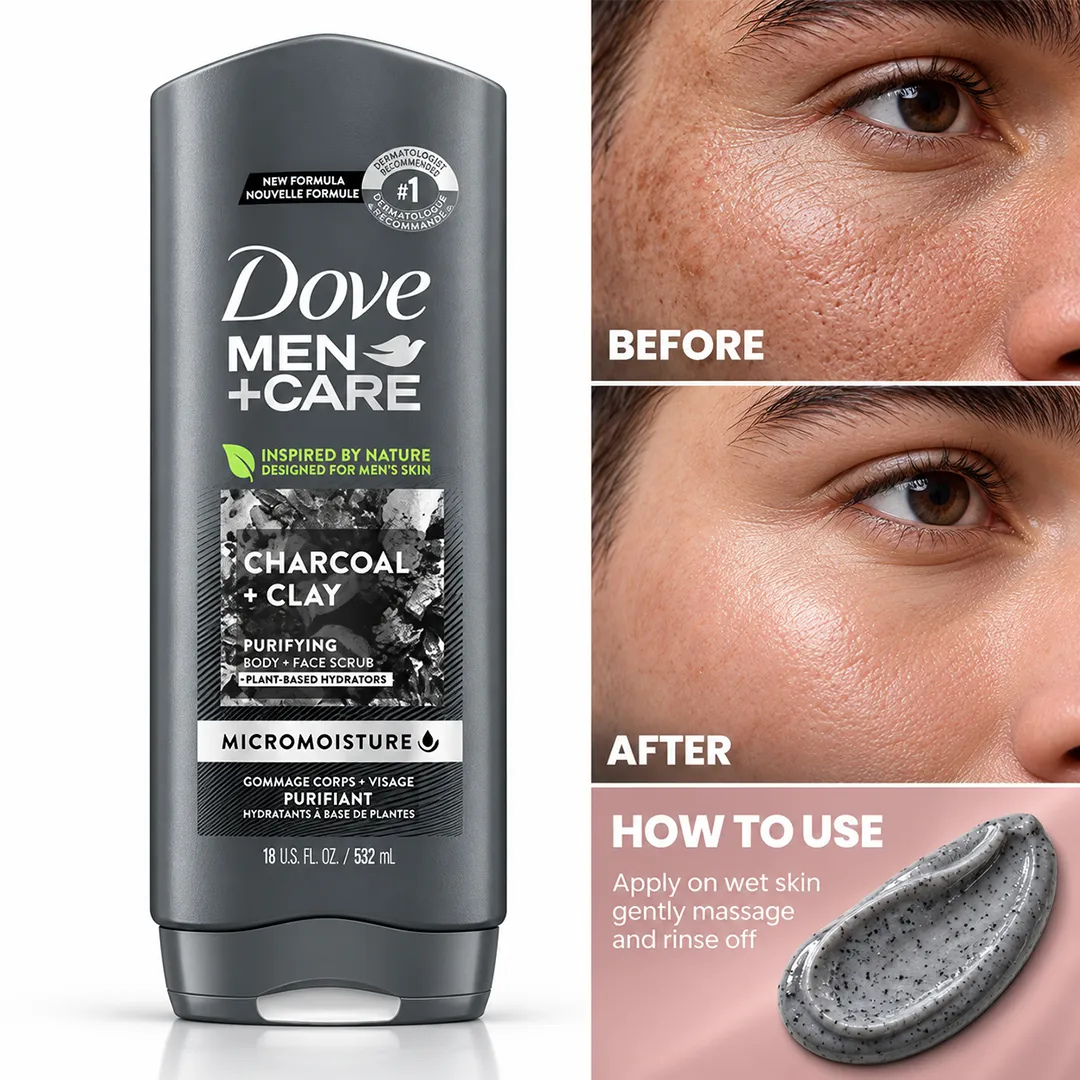 DOVE USA BODY FACE SCRUB 532ML MEN CHARCOAL CLAY