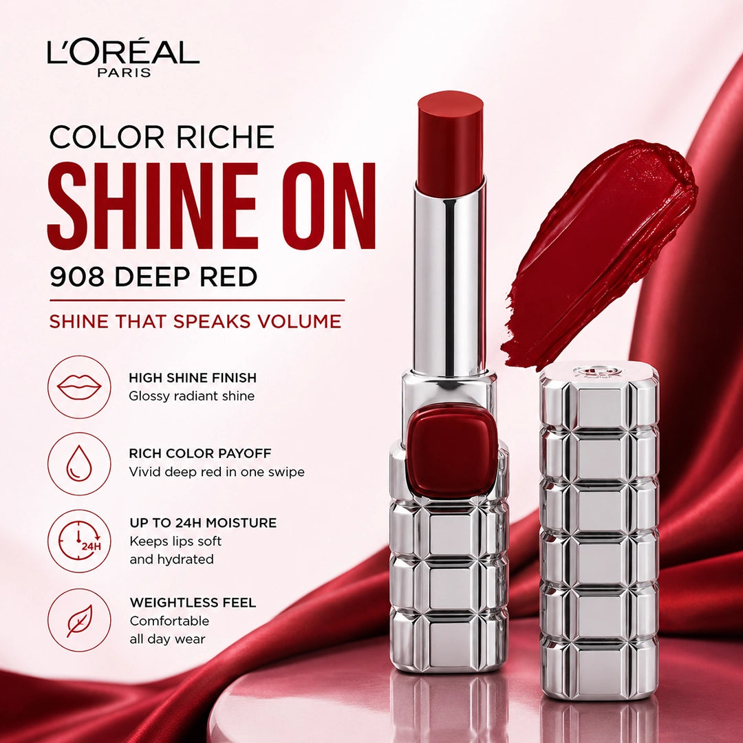 LOREAL LIPSTICK COLOR RICHE SHINE ON 908