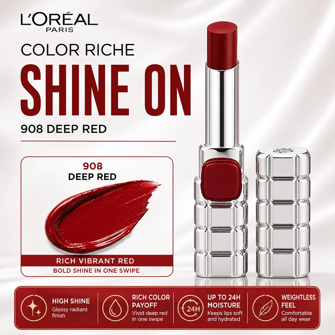 LOREAL LIPSTICK COLOR RICHE SHINE ON 908