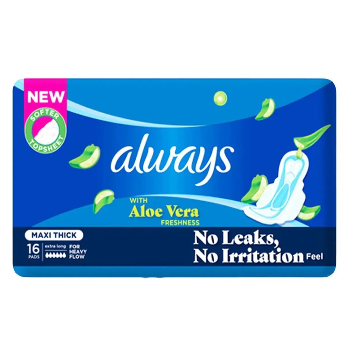 ALWAYS PAK MAXI THICK EXTRA LONG ALOE VERA 16CS