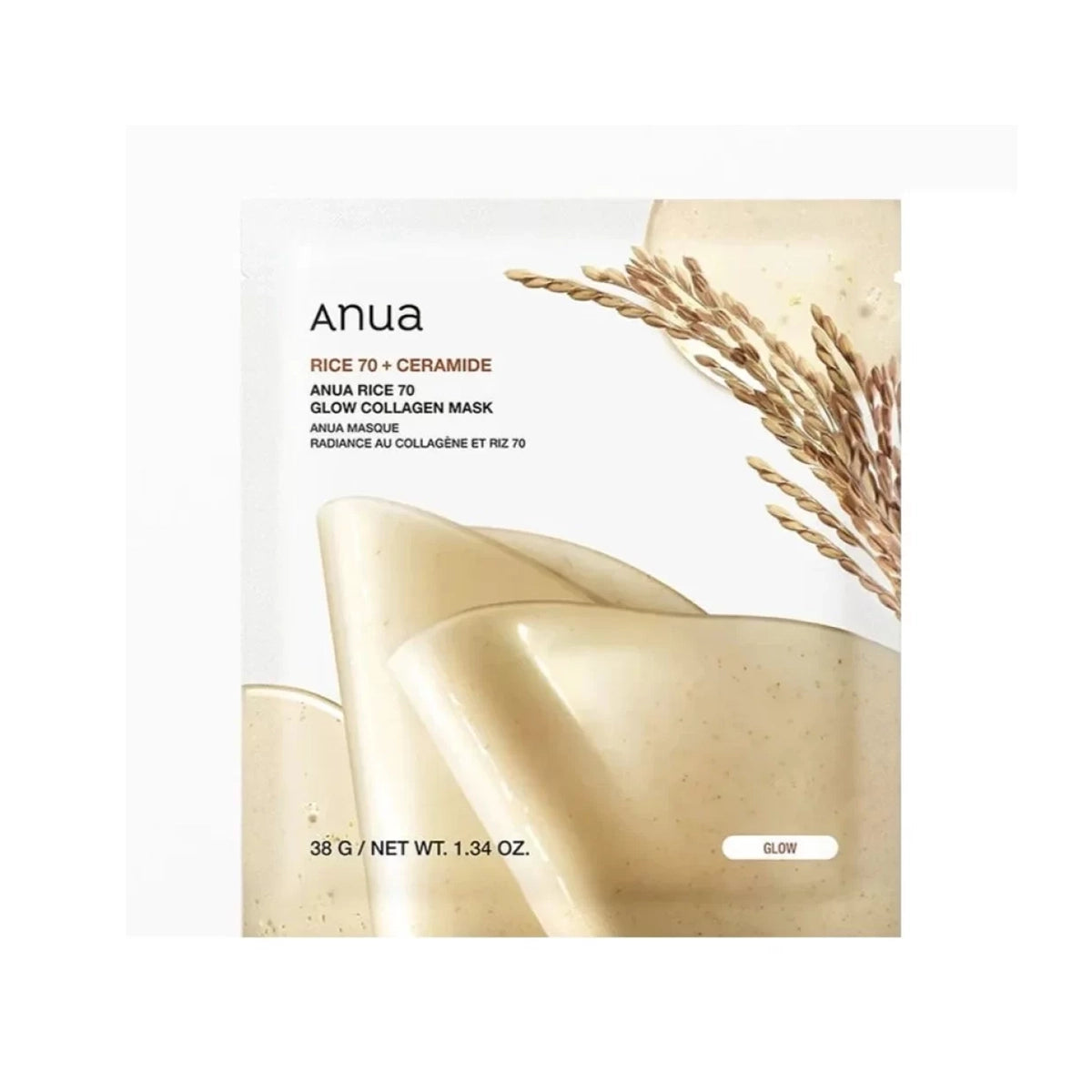ANUA RICE 70 CERAMIDE GLOW COLLAGEN SHEET MASK