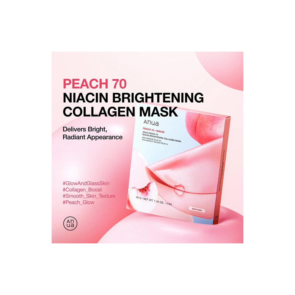 ANUA PEACH 70 NIACIN BRIGHTENING COLLAGEN SHEET MASK