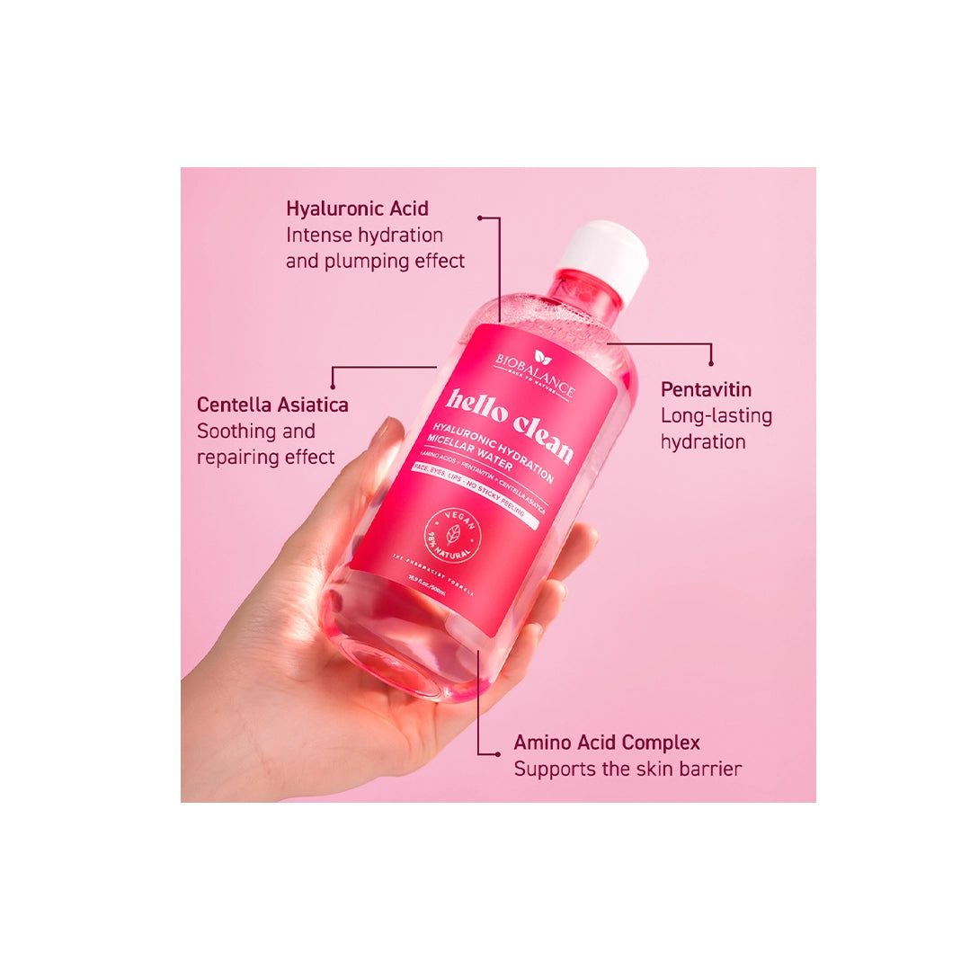 BIO BALANCE HELLO CLEAN HYALURONIC HYDRATION MICELLAR WATER 500ML