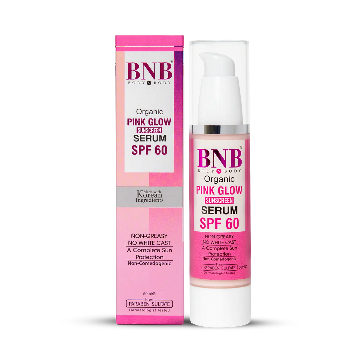 BNB ORGANIC PINK GLOW SERUM SPF60 50ML