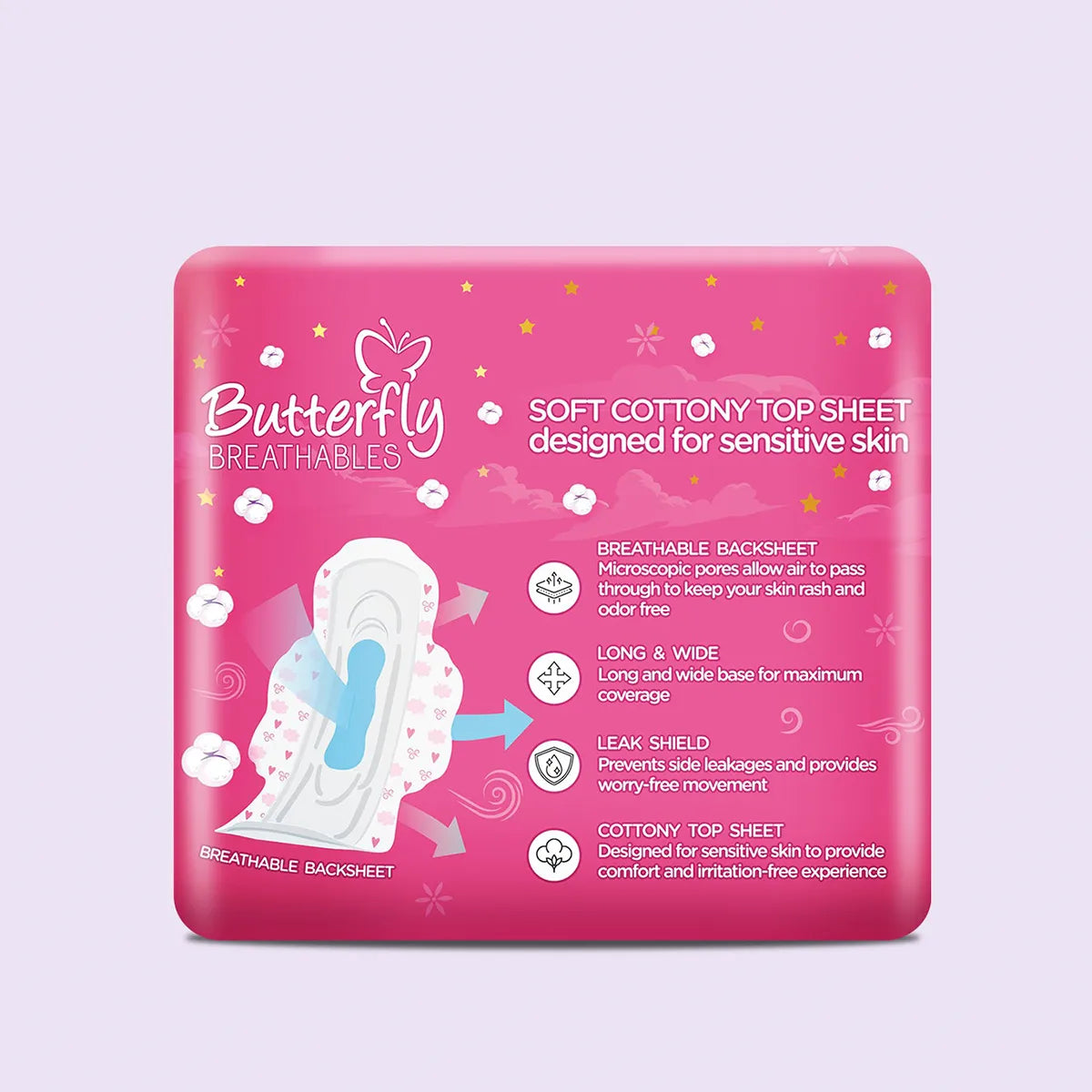 BUTTERFLY PADS BREATHABLES MAXI THICK COTTON EXTRA LONG 08CS