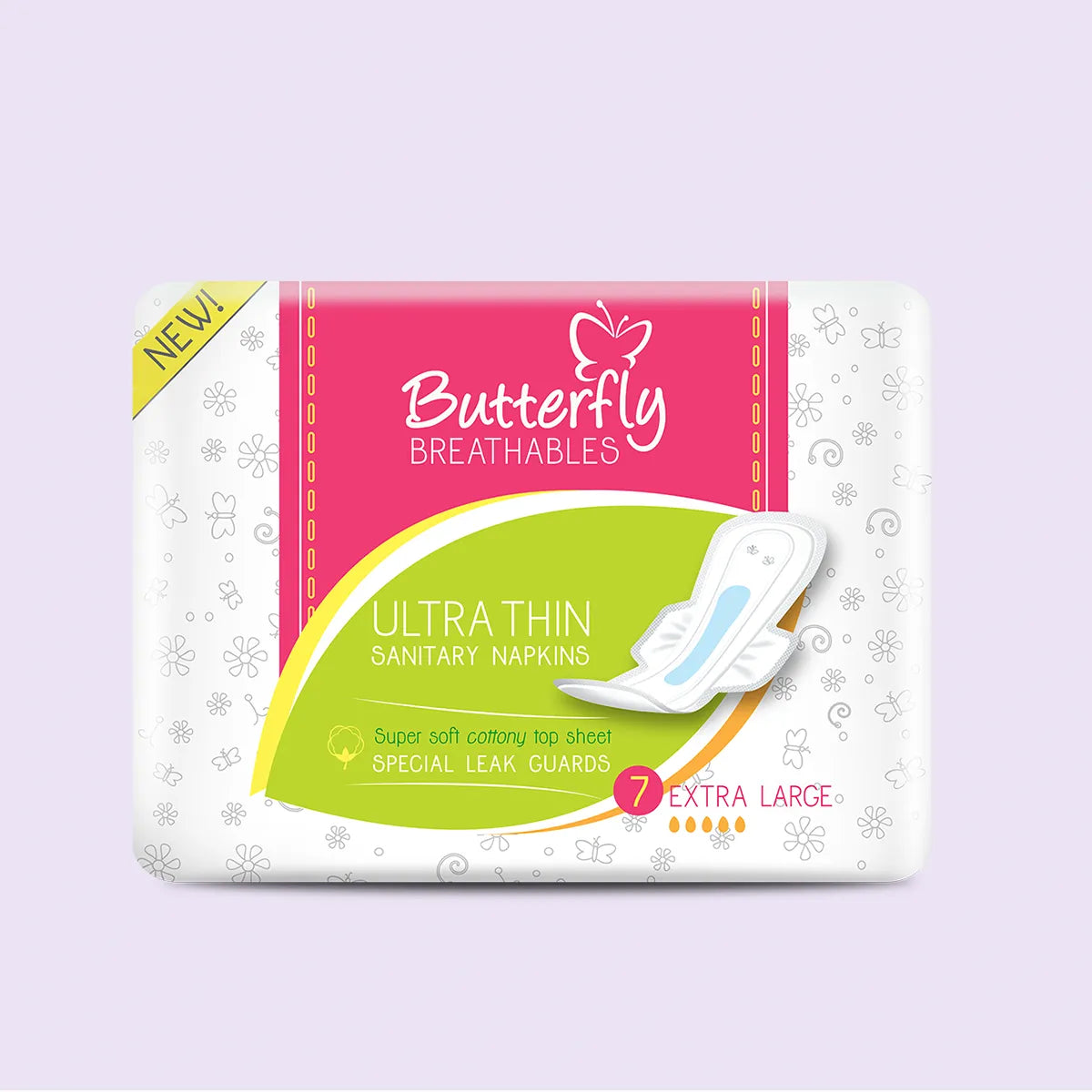 BUTTERFLY PADS BREATHABLES ULTRA THIN COTTON EXTRA LONG 07CS