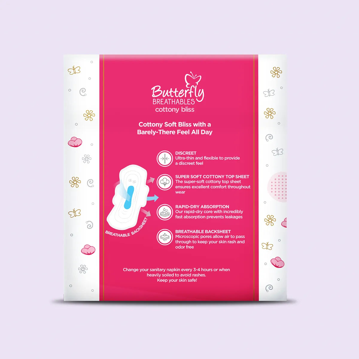 BUTTERFLY PADS BREATHABLES ULTRA THIN COTTON EXTRA LONG 10CS