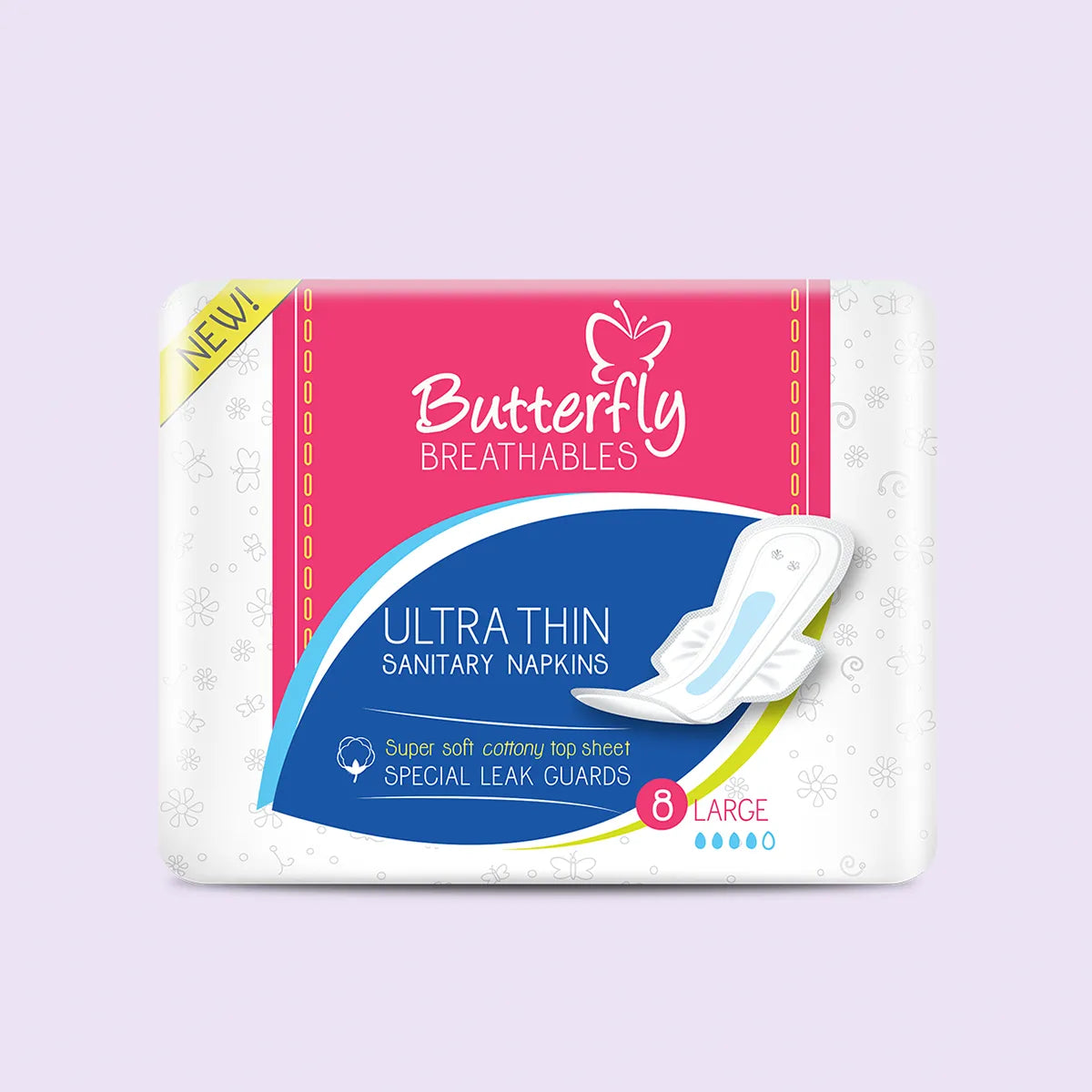 BUTTERFLY PADS BREATHABLES ULTRA THIN COTTON LONG 08CS