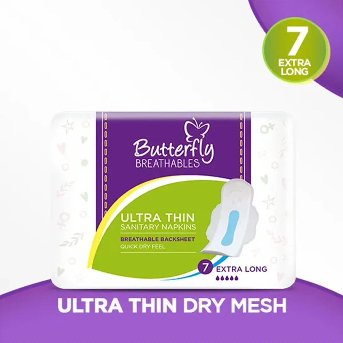 BUTTERFLY PADS BREATHABLES ULTRA THIN DRY MESH EX LONG 07CS.