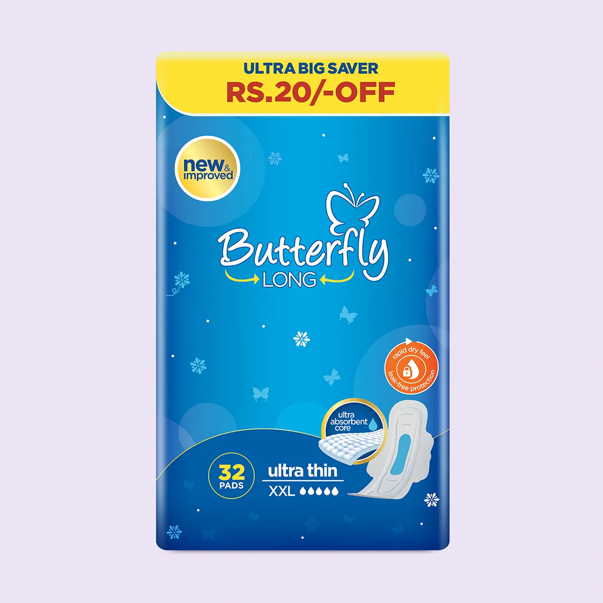 BUTTERFLY PADS LONG ULTRA THIN XXL 32CS