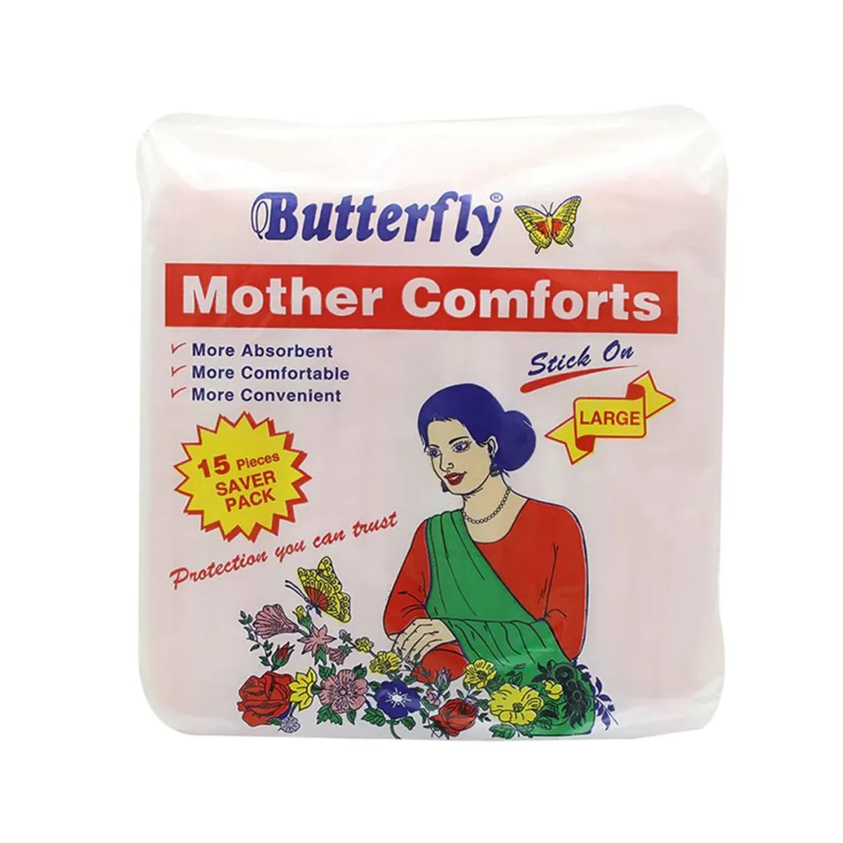 BUTTERFLY PADS MOTHER COMFORT LARGE 15CS