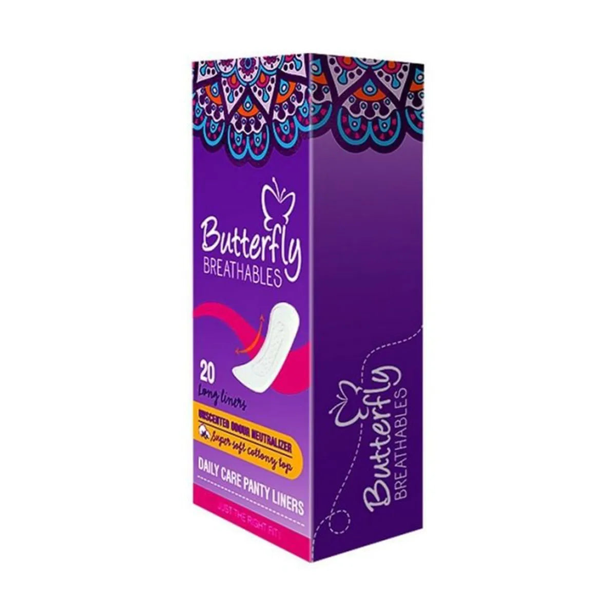 BUTTERFLY PANTY LINERS BREATHABLES DAILY CARE UNSCENTED 20CS