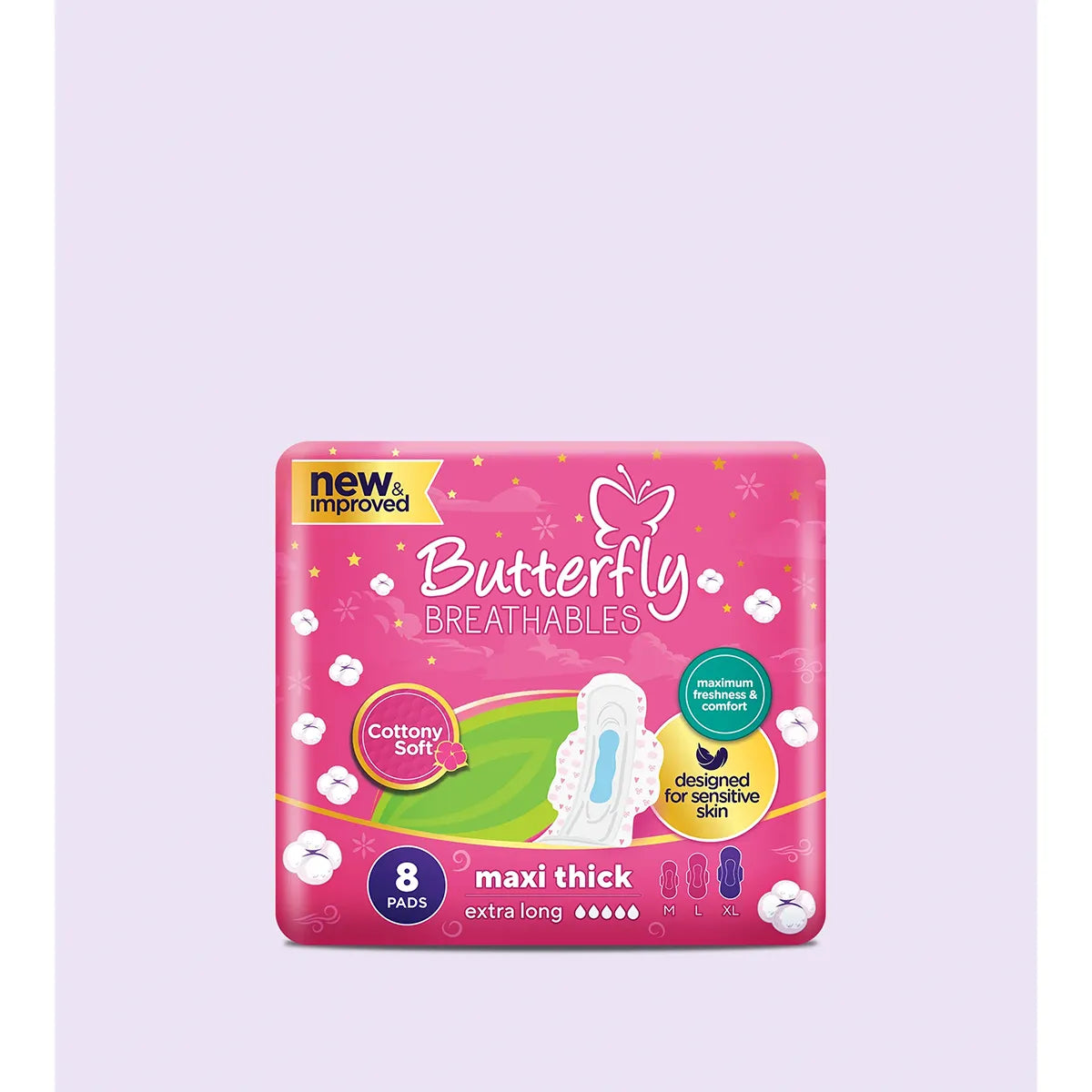 BUTTERFLY PADS BREATHABLES MAXI THICK EXTRA LONG 08CS.