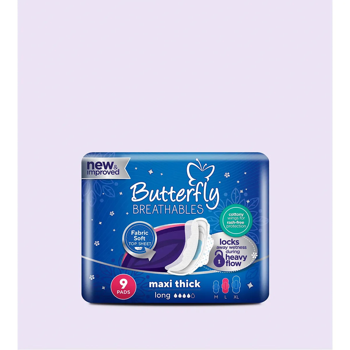 BUTTERFLY PADS BREATHABLES MAXI THICK LONG 09CS.