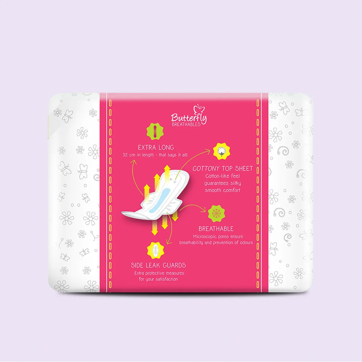 BUTTERFLY PADS BREATHABLES ULTRA THIN COTTON EXTRA LONG 07CS