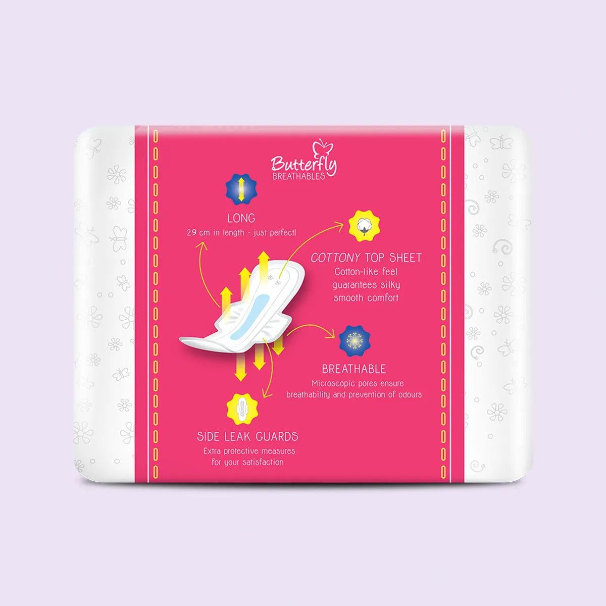BUTTERFLY PADS BREATHABLES ULTRA THIN COTTON LONG 08CS