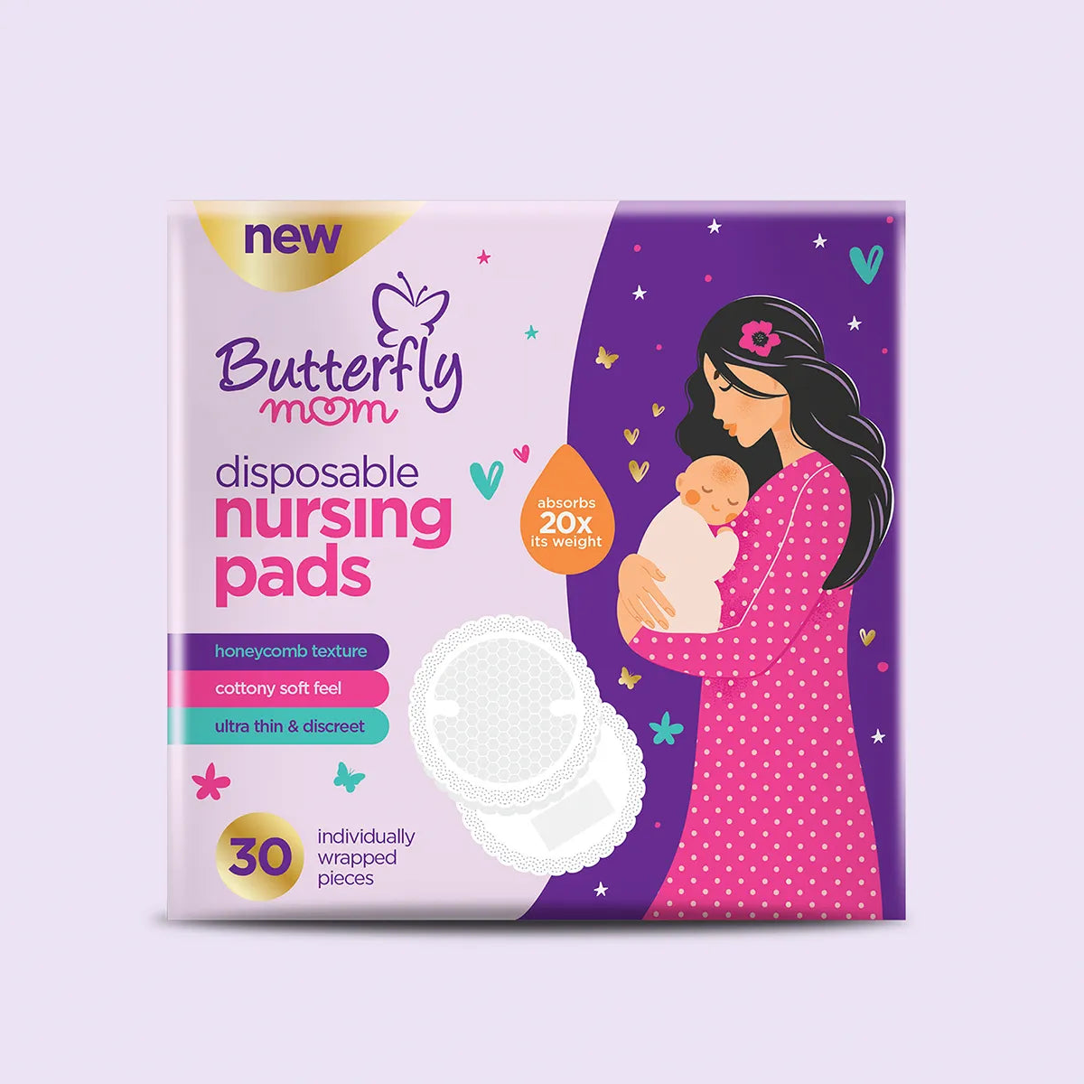 BUTTERFLY PADS NURSING PADS DISPOSABLES 30CS