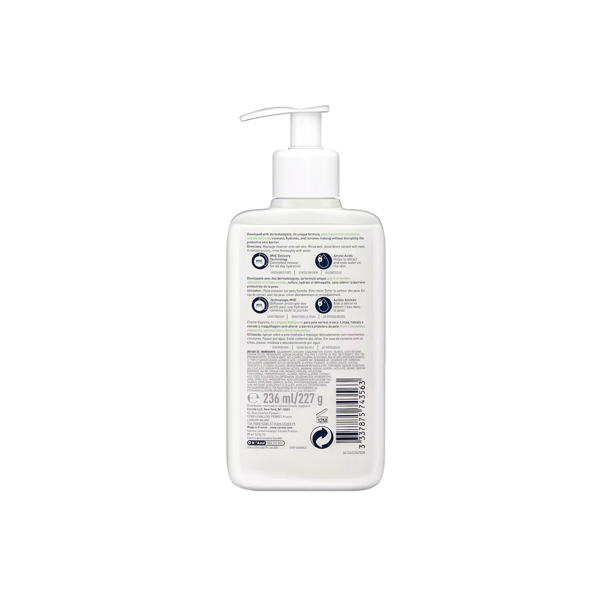 CERAVE UK HYDRATING CREAM TO FOAM CLEANSER 236ML