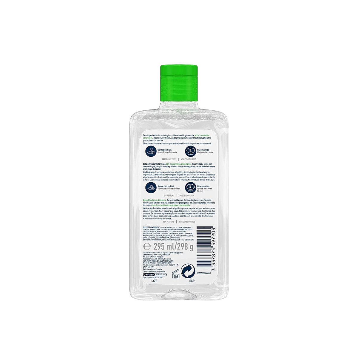 CERAVE UK MICELLAR CLEANSING WATER 295ML FRAGRANCE FREE