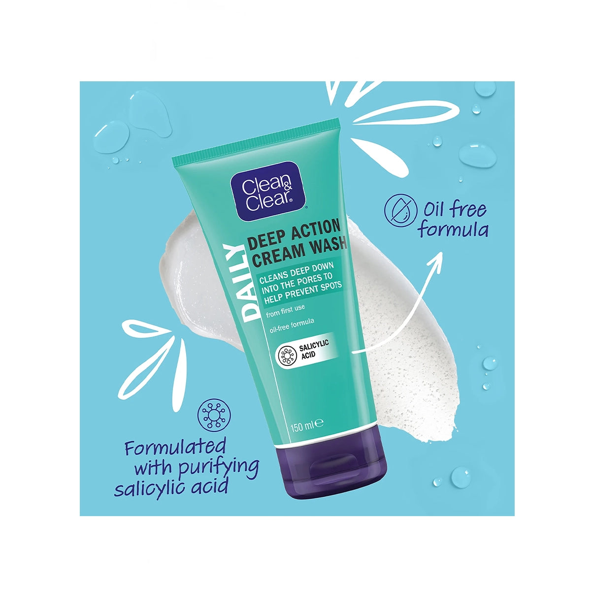 CLEAN CLEAR CREAM WASH DEEP ACTION 150ML