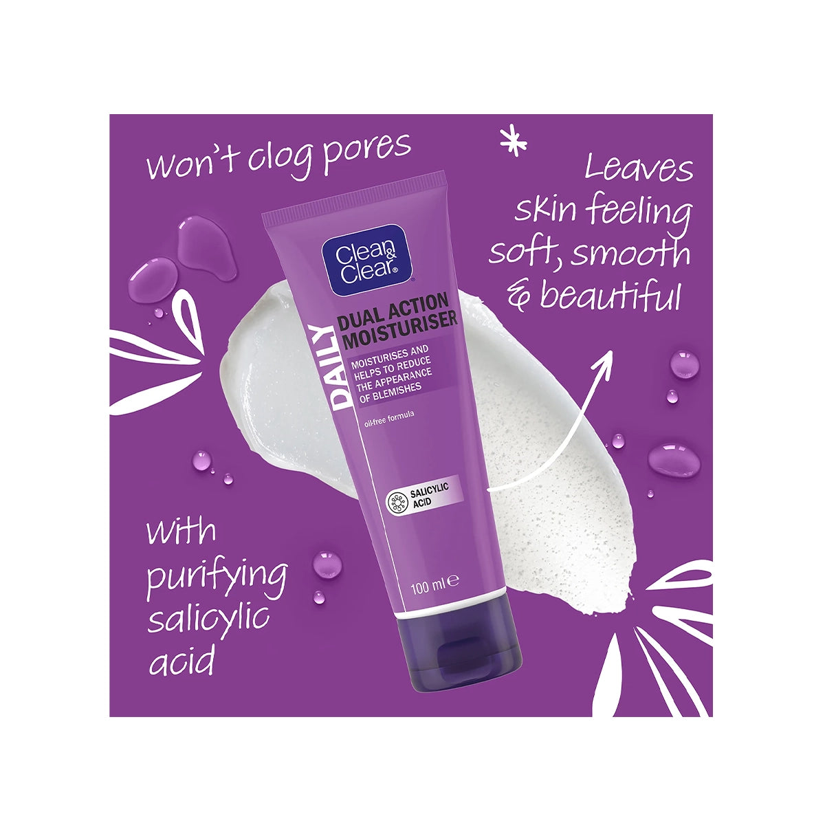 CLEAN CLEAR DUAL ACTION MOISTURISER 100ML