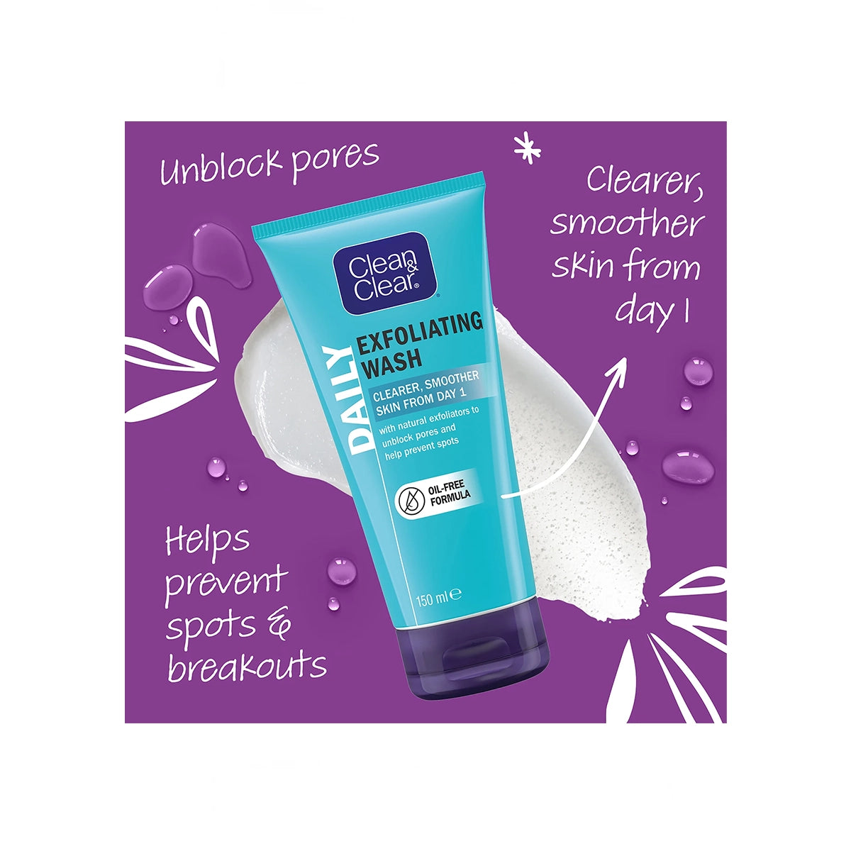 Clean Chear CLEAN CLEAR EXFOLIATING DAILY WASH 150ML – D.Watson Cosmetics