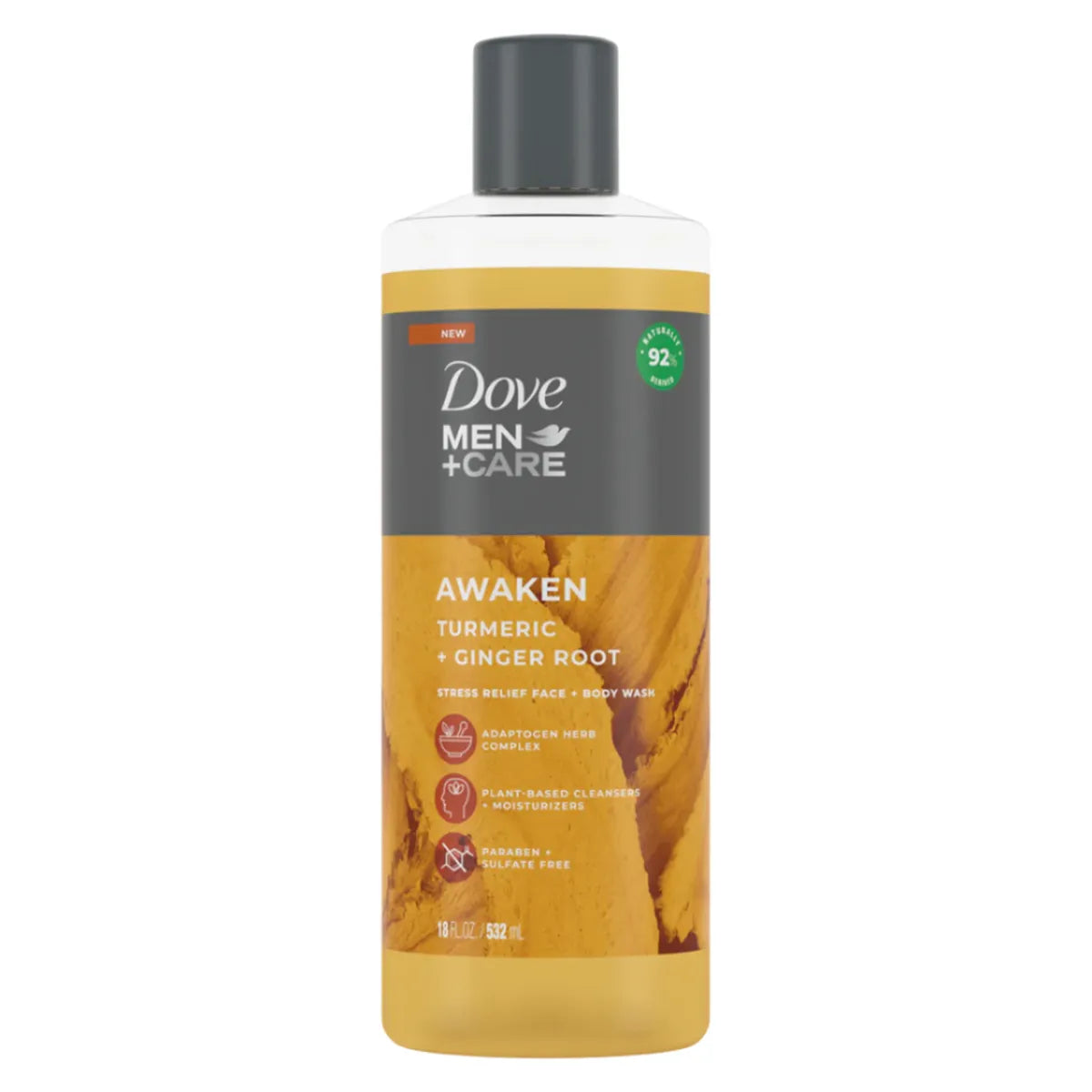 DOVE USA BODY WASH 532ML MEN AWAKEN TURMERIC GINGER ROOT