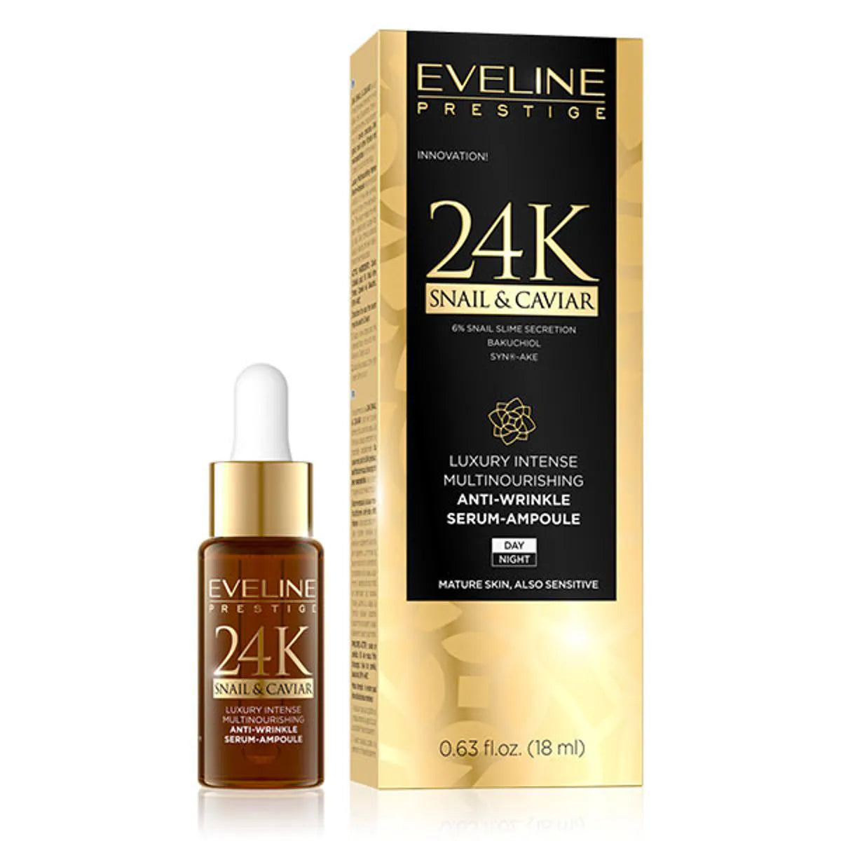 EVELINE 24K SNAIL & CAVIAR ANTI WRINKLE DAY SERUM AMPOULE