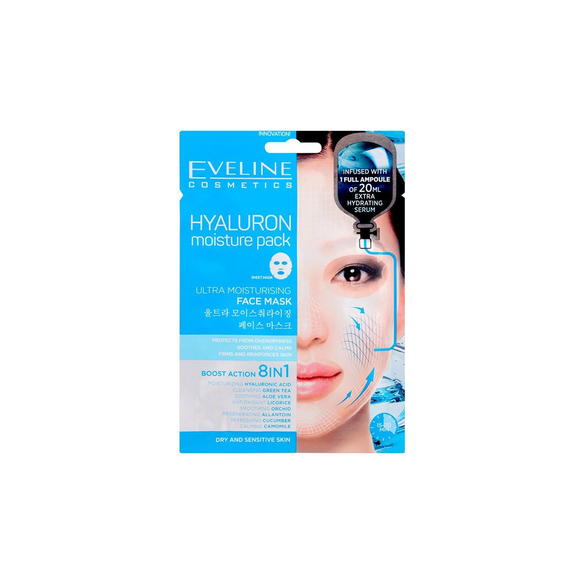EVELINE HYALURON MOISTURE PACK 8 IN 1
