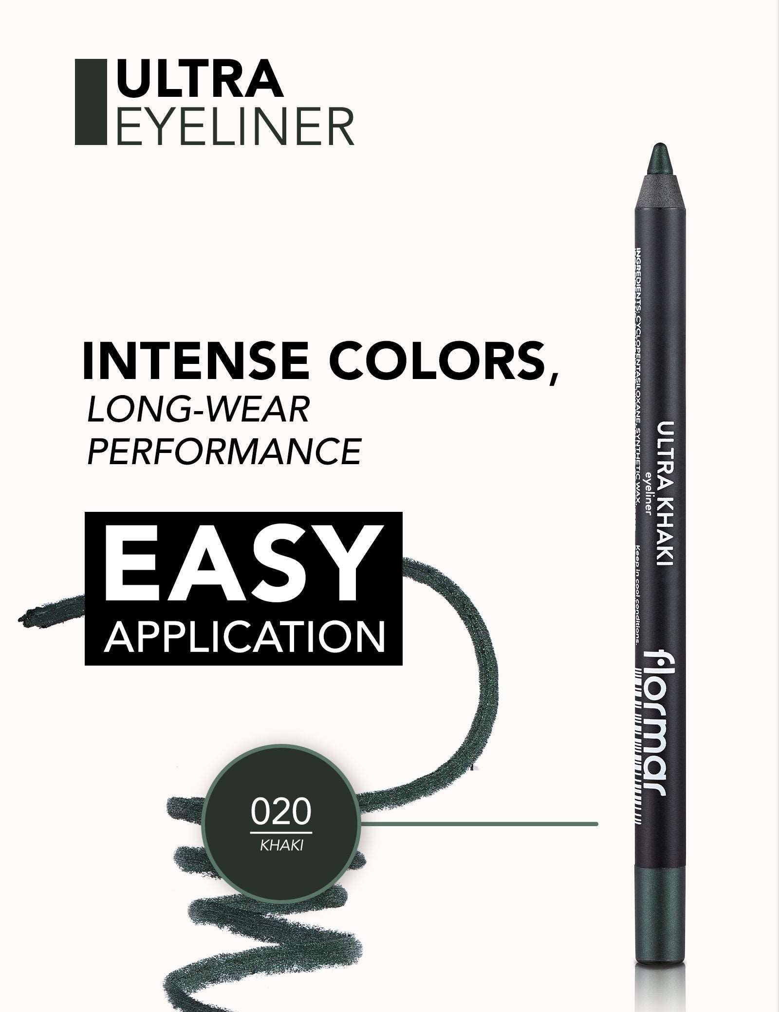 FLORMAR EYELINER ULTRA KHAKI.