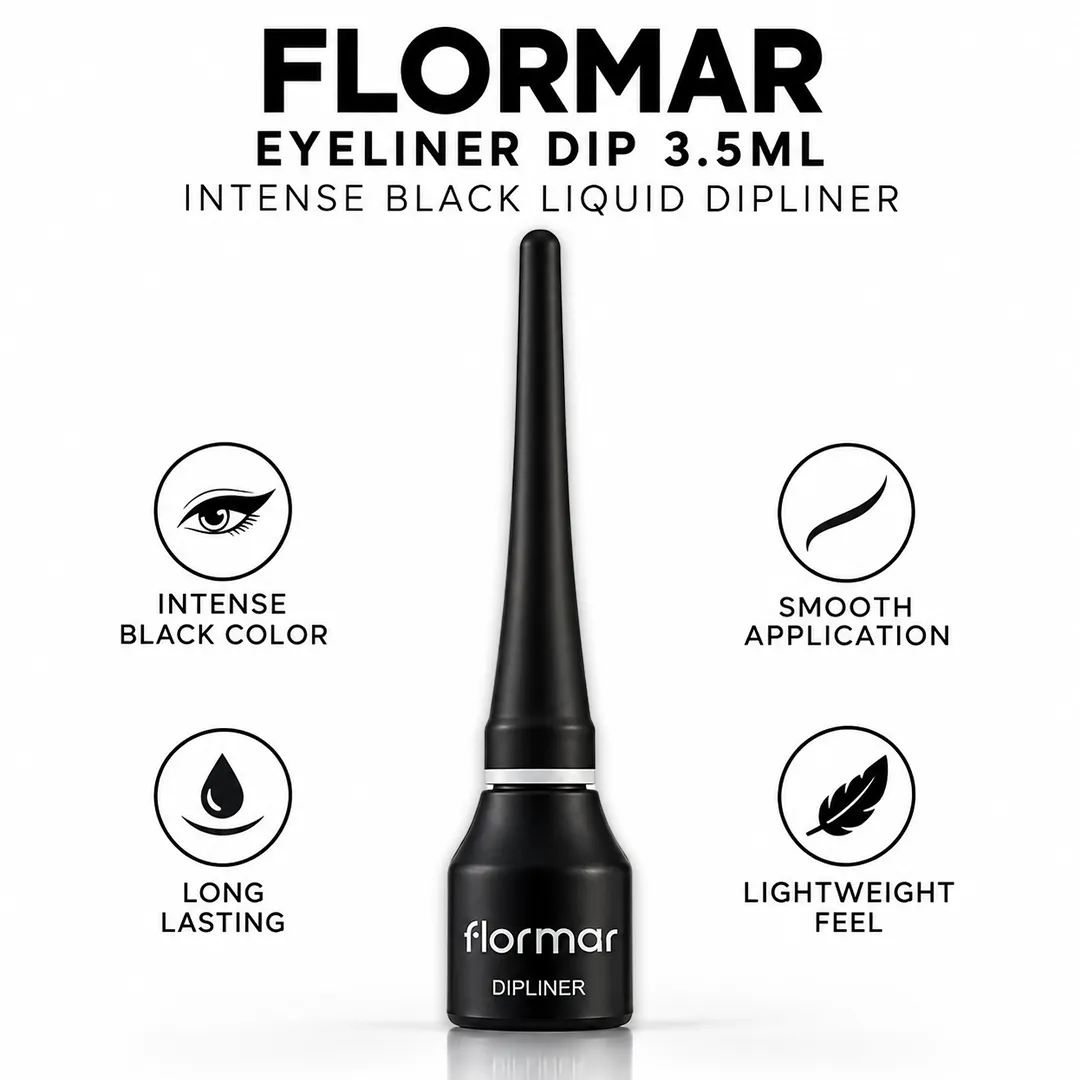 FLORMAR EYELINER DIP 3.5ML INTENSE BLACK LIQUID DIPLINER