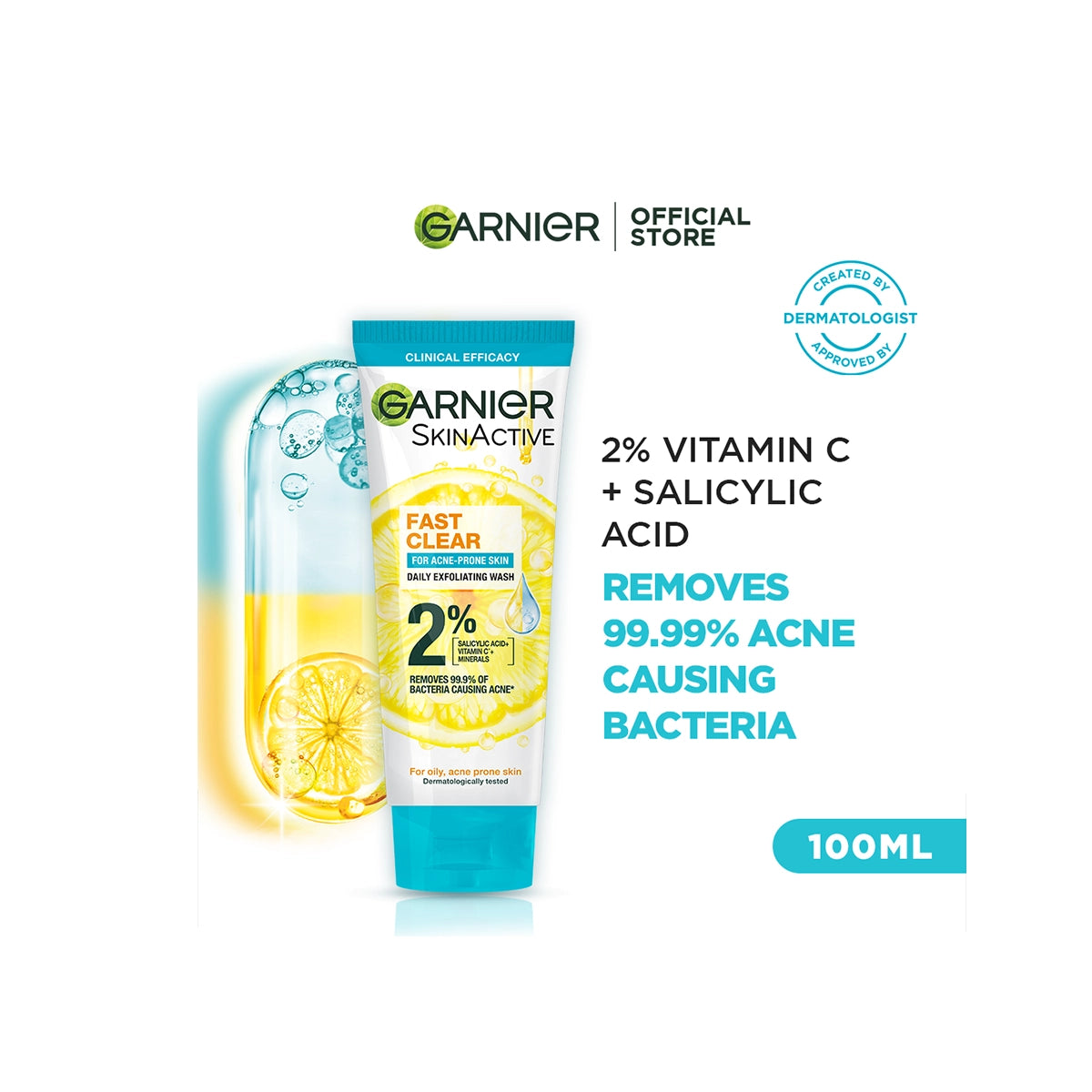 GARNIER FAST CLEAR FACE WASH 100ML