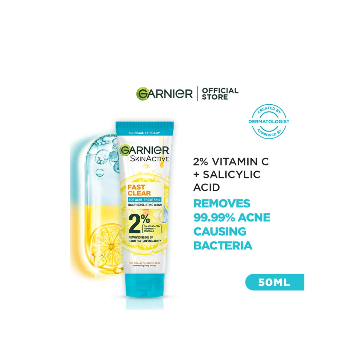 GARNIER FAST CLEAR FACE WASH 50ML