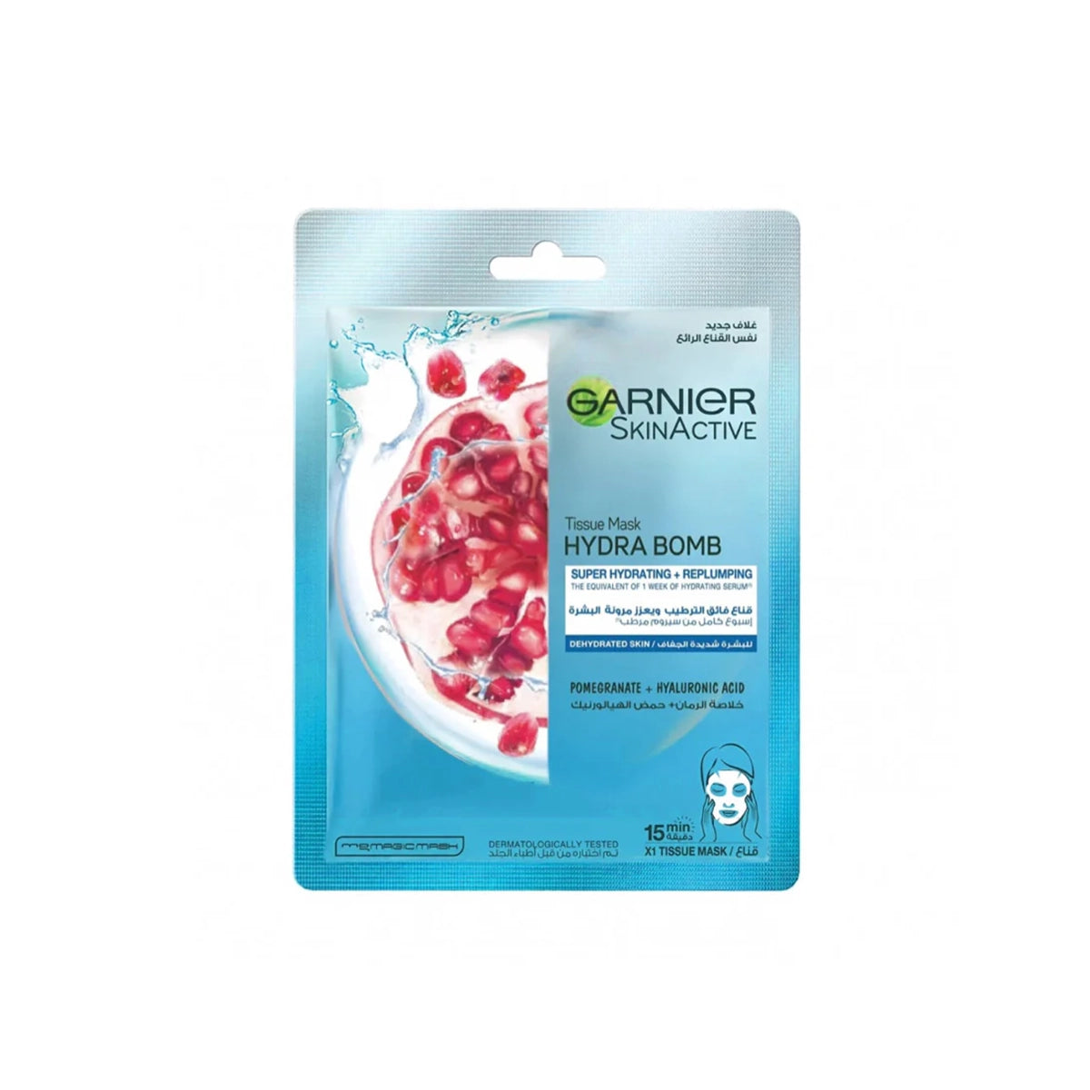 GARNIER HYDRA BOMB TISSUE MASK 28G POMEGRANATE HAYLURONIC
