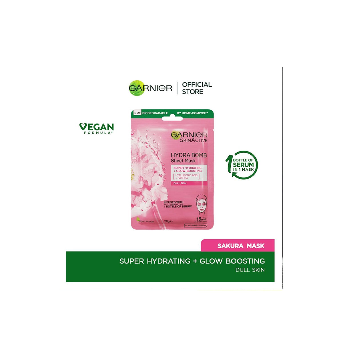 GARNIER HYDRA BOMB TISSUE MASK 32GM GLOW BOOSTING