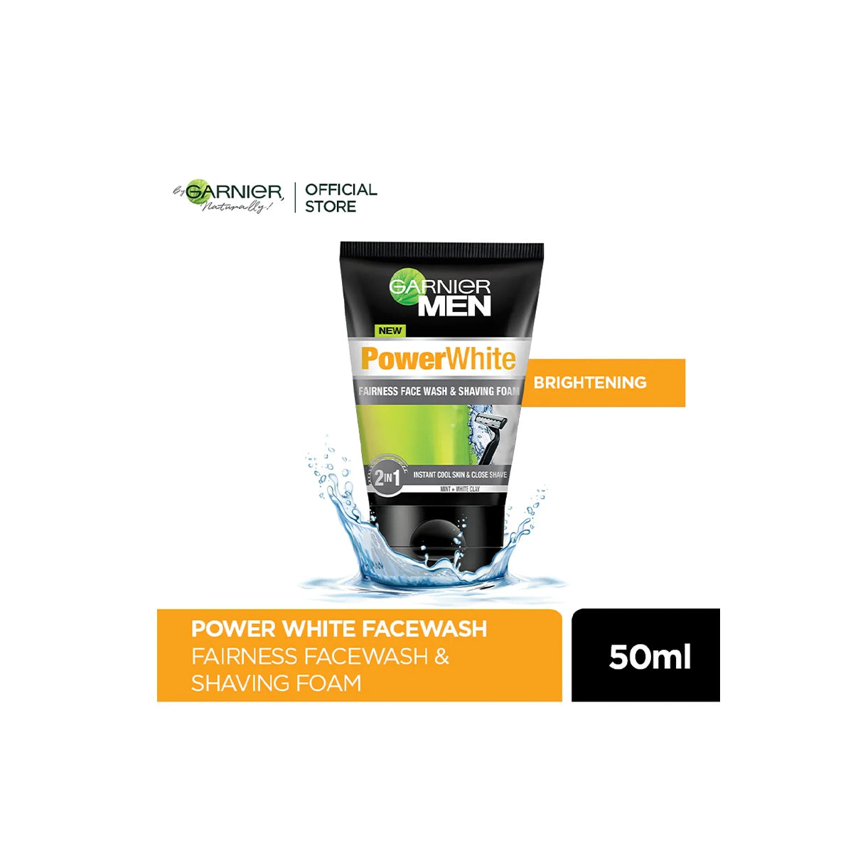 GARNIER MEN POWER WHITE FACE WASH 50ML