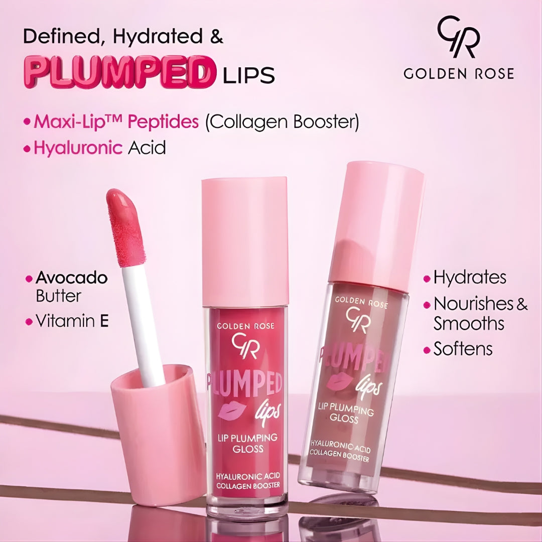 GOLDEN ROSE LIPGLOSS PLUMPED LIPS